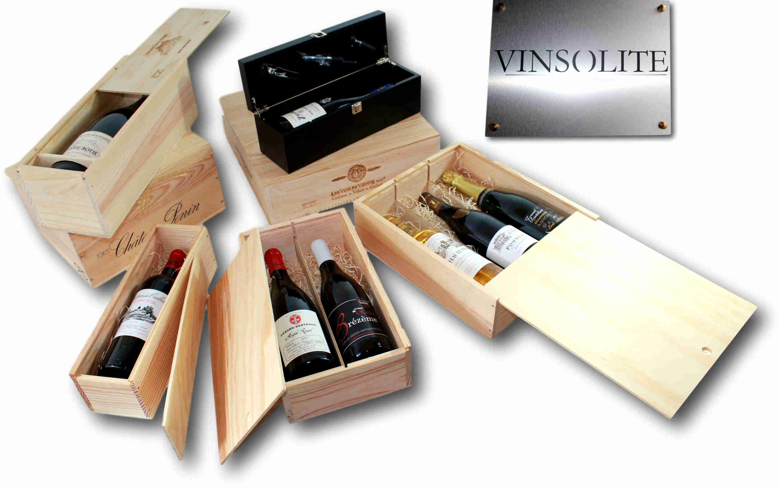Les coffrets vins en bois de Vinsolite